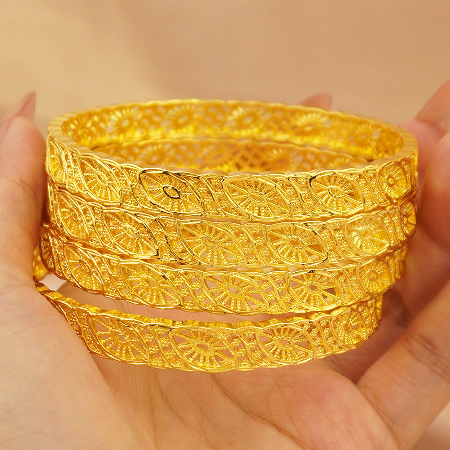 Wholesale 24k gold plated bangle bracelet - middle eastern dubai wedding nigerian women's bridal gold sand bangle jewelry wholesale