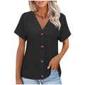 fashion cross-border export spring/summer new solid color button-down loose short-sleeve top t-shirt women's in-stock