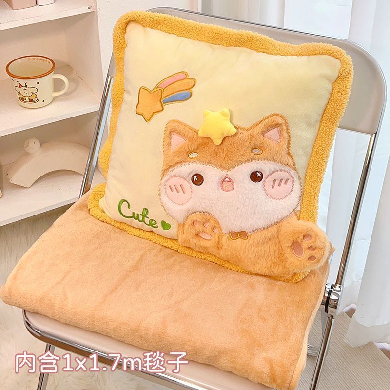 High-style throw pillow blanket, a 2-in-1 comforter, dual-purpose cushion, perfect for car rides, office use, or a quick nap under the ac