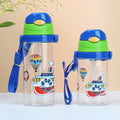 Factory customized cute cartoon kids straw cup cross-border plastic water bottle portable outdoor water bottle kindergarten cup
