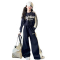 girls' casual activewear set: stylish spring/autumn two-piece outfit for girls - wide-leg pants and sweatshirt, trendy for mid-to-large children