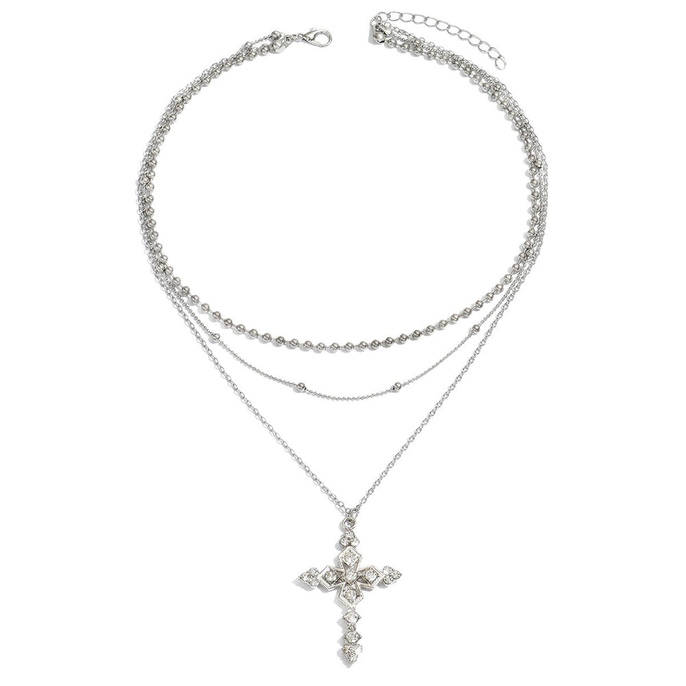 Cross necklace wholesale cross-border diamond jewelry niche high-end accessible luxury pendant stacked necklace women's clavicle chain