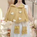 Girls' outfit set -  autumn/winter collection: stylish heart-hooded sweater (yellow top) & bow-tie leggings two-piece set