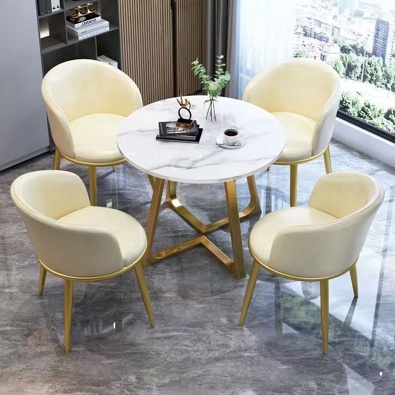 Nordic light luxury negotiation table and chair set, balcony leisure table and chair set, small coffee table, casual reception, modern minimalist small round table
