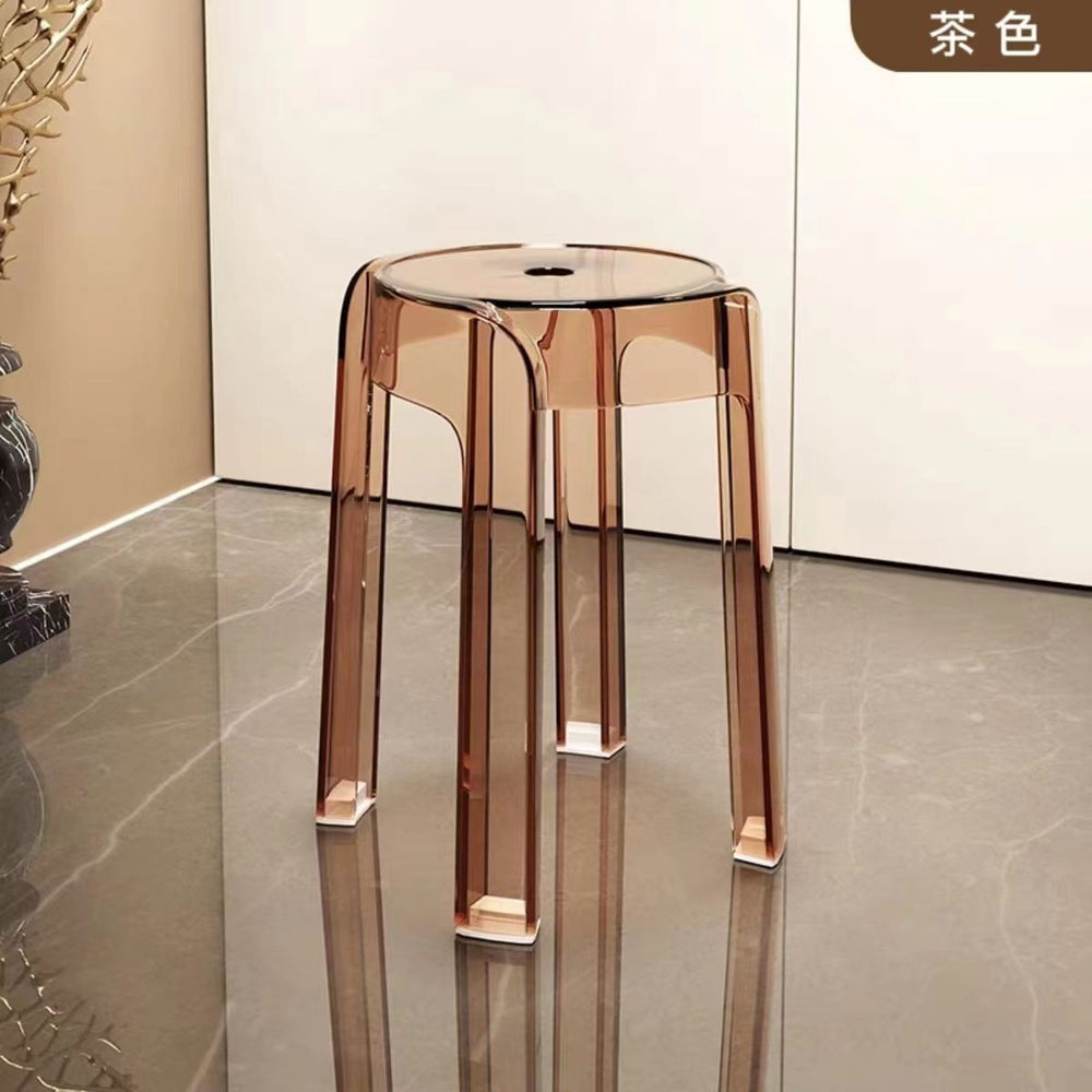 Minimalist chic stool - commercial grade, thickened, stackable, transparent round stool chair - acrylic chair, plastic stool for home use