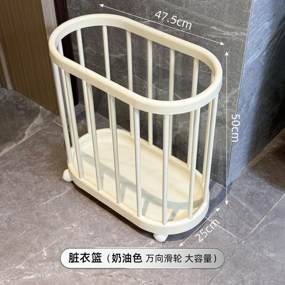 Vintage-style laundry hamper - mobile laundry basket cart - large capacity laundry basket - bathroom laundry basket organizer