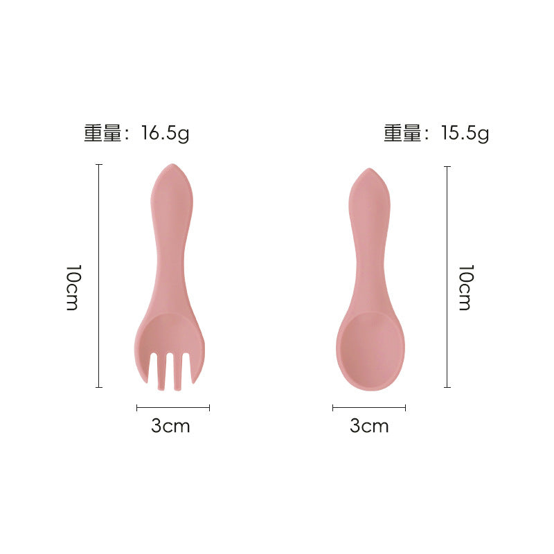 Silicone kids' meal set: baby food training suction bowl, food-grade fork and spoon, feeding utensils for babies