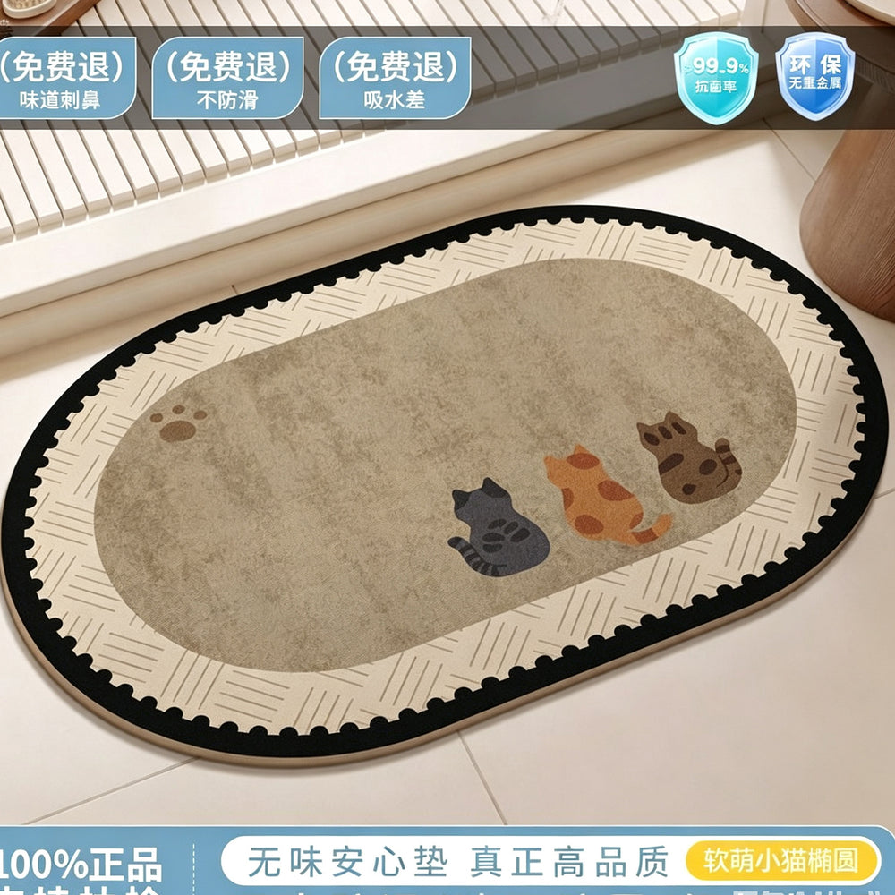Diatom mud bathroom floor mat door absorbent quick-drying for home bathroom toilet foot mat medieval style wash basin non-slip