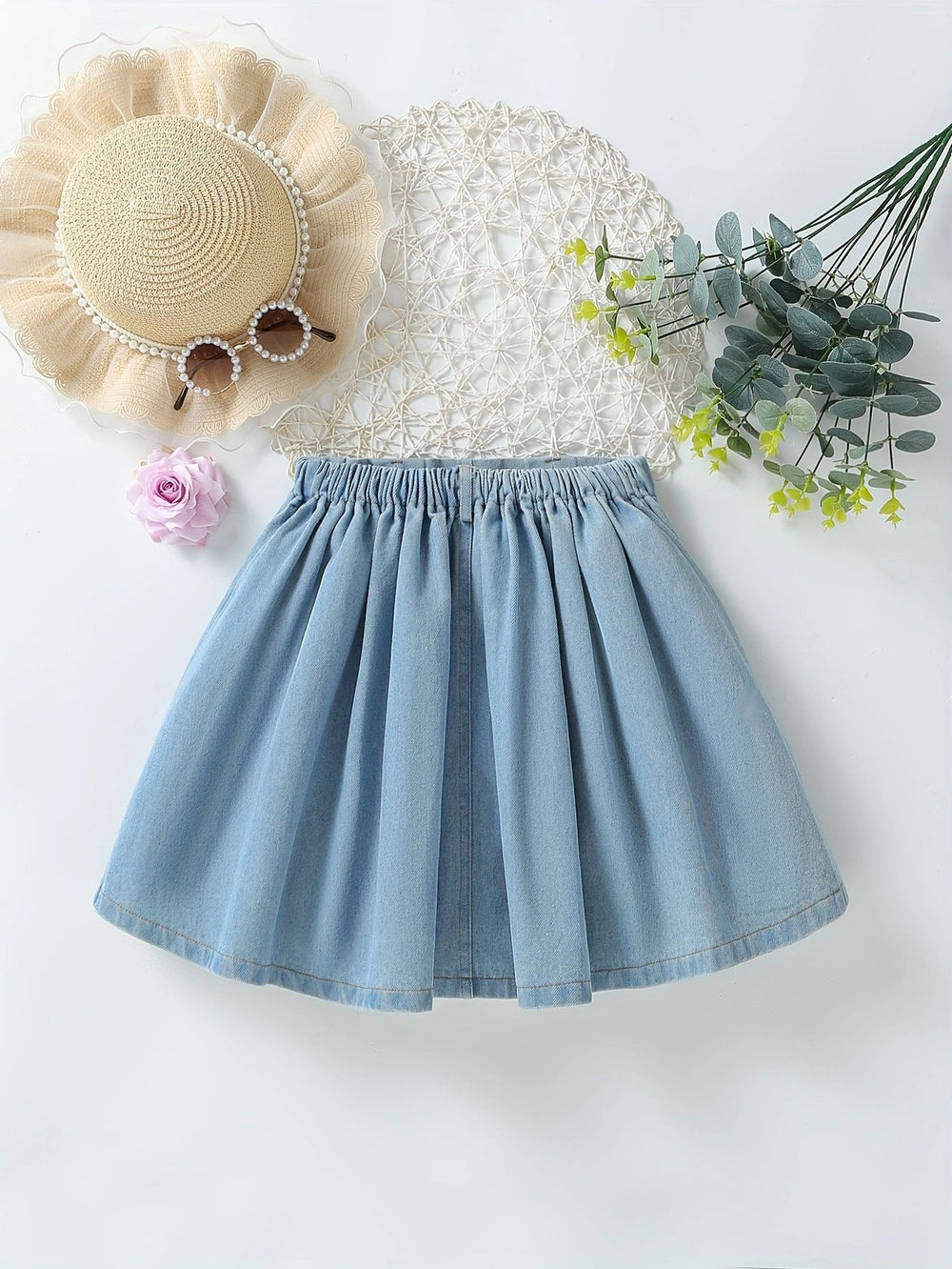 european and american style cross-border girls' denim washed mini skirt - big kids' skirt