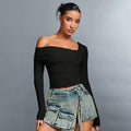 cross-border e-commerce european and american women's fashion: ins-sexy style t-shirt - unique design square neck cropped top for spring/summer