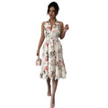new cross-border european and american style women's digital print rose holiday casual travel outfit - artsy retro vibe