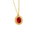 【titanium steel】copper inlaid zircon light luxury new style ruby necklace women's high-end fashion versatile elegant sweater chain jewelry