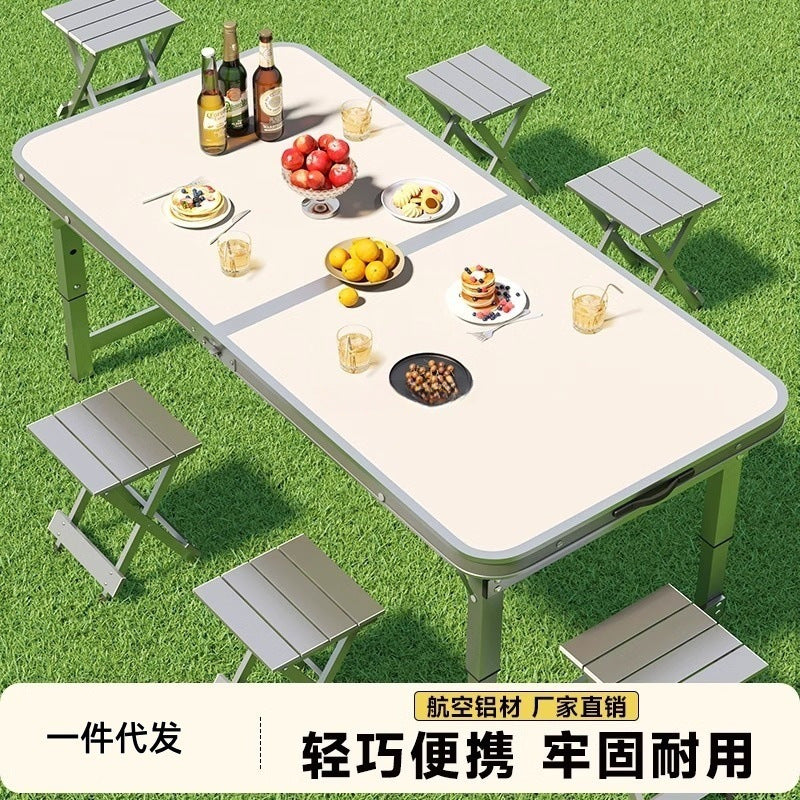Aluminum alloy night market stall small table portable simple stall barbecue household table and chairs outdoor folding table