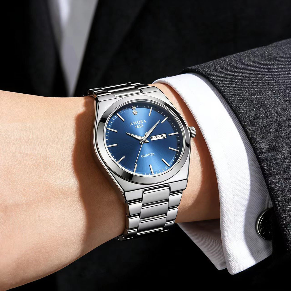 Authentic new men's watch - automatic, waterproof, fashionable business style, trendy dual calendar, designer wristwatch for men