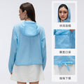 Outdoor lightweight sun protection hooded top, water-resistant cardigan, long sleeve breathable loose fit sports jacket for women d26006