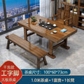 Solid wood large board tea table and chair combination, one table and five chairs, new chinoiserie office coffee table, for home living room casual tea making table