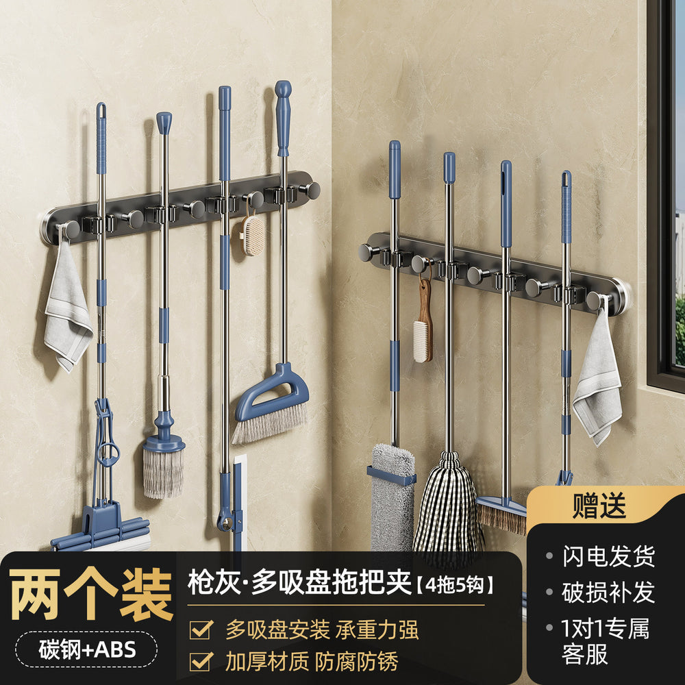 Suction cup mop wall hanging clip, no punching bathroom hook, bathroom hanging mop, broom, strong fixed storage handy gadget