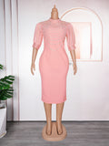 European and american fashion women's ol commute chic hotfix dress african   plus size rhinestone beaded maxi dress