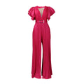 D291 plus size women's jumpsuit with belt - new european and american style, mesh, see-through, sexy, pleated, wide leg, cinched waist, export quality