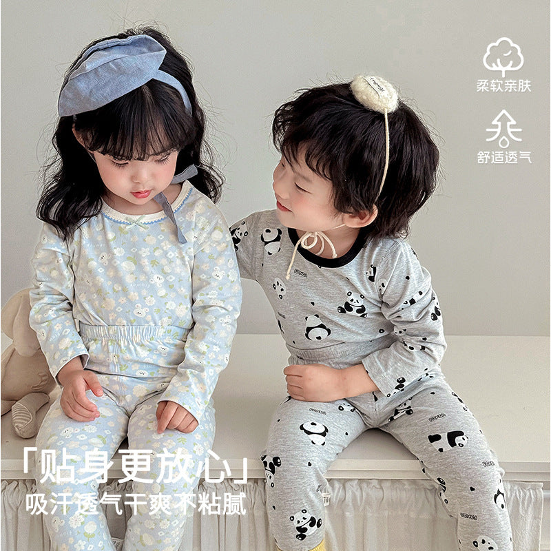 Kids' thermal underwear set - baby boys & girls autumn cotton pajamas - class a warm pure cotton lycra sleepwear