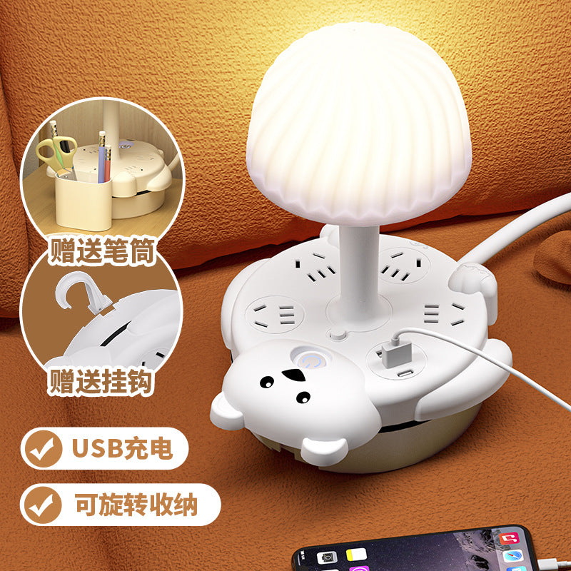 Multi-functional desk lamp socket with usb power strip - perfect for student dorms, bedside tables, eye protection reading, night light, warm light ambiance