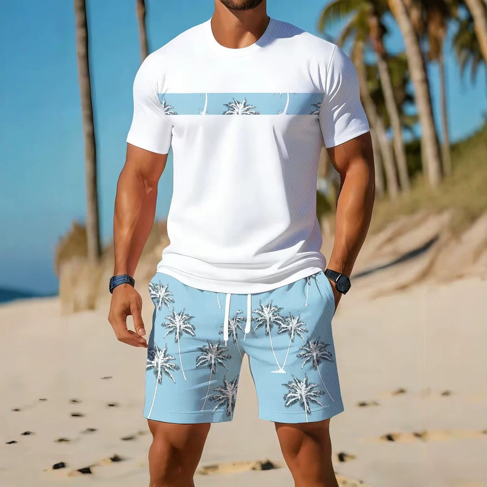 men's short-sleeve and shorts set, casual sportswear set, 3d printed cross-border hot seller, dropshipping available