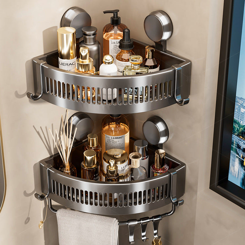 Bathroom triangle storage rack, no need to punch holes, bathroom, toilet, wall-mounted washbasin, bath storage rack