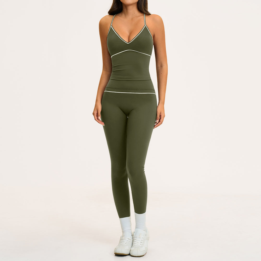 new yoga outfit: high-waisted peach lift, color block, push-up, and beautiful back design - activewear set 9615