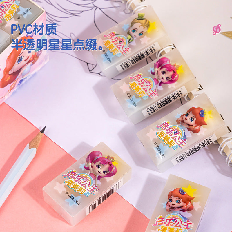 Deli 72250 Eraser Music Princess Cartoon Cute Girl Heart Student Learning Clean Jelly Color Eraser