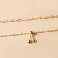 Wholesale autumn/winter necklaces: european and american style cute cherry alloy rhinestone pendant, versatile high-end gold-plated women's choker necklace