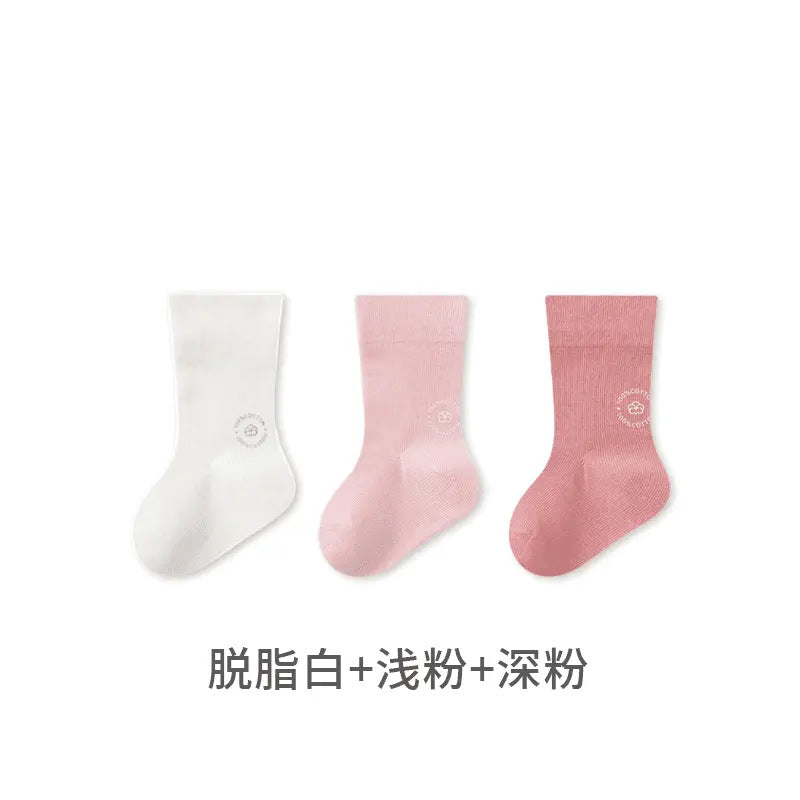 Babylonian combed cotton pure colorkidsknee socks baby socks boneless loose mouth 100 cotton antibacterial infant socks