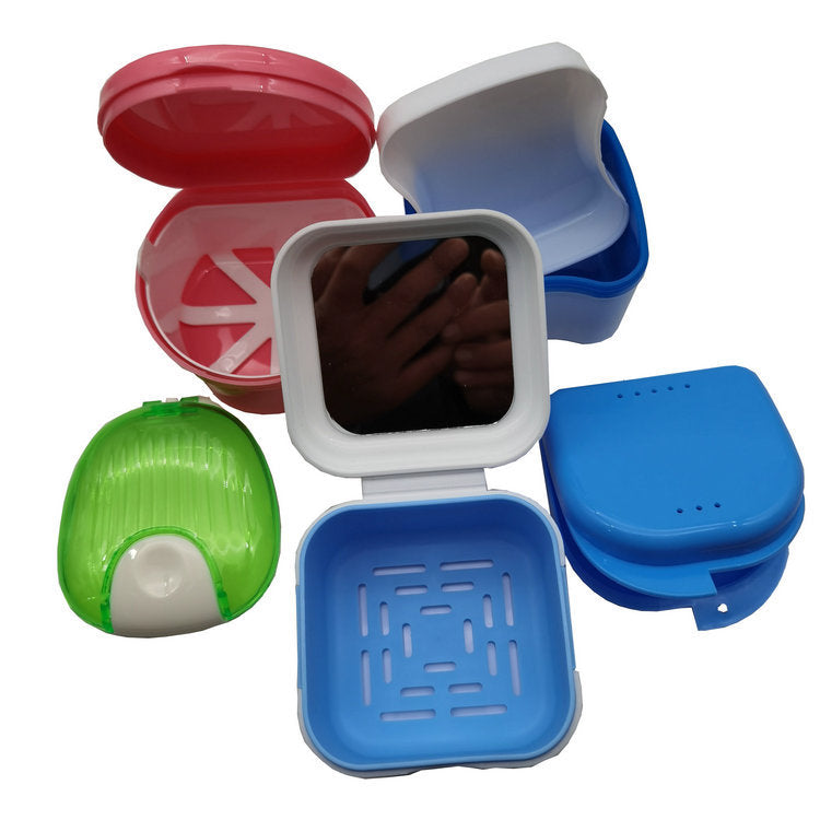 Elderly full denture box at night European double-layer tooth storage box storage box storage holiday tooth cover box holder box