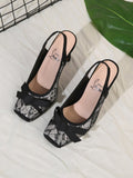 plus size back hollow flatsbows red bottom flatsnew arrivallace mesh square toe thin heel high heels