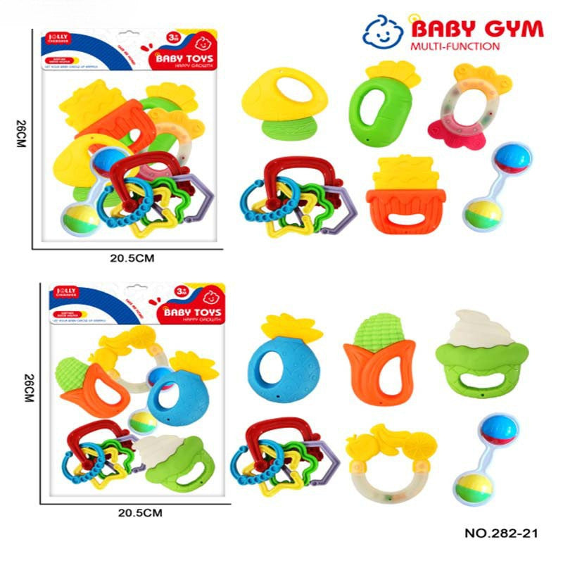 Cross-border export babies 0-12 months can be boiled baby bite glue toothpaste set newborn hand claw rattle bed bell