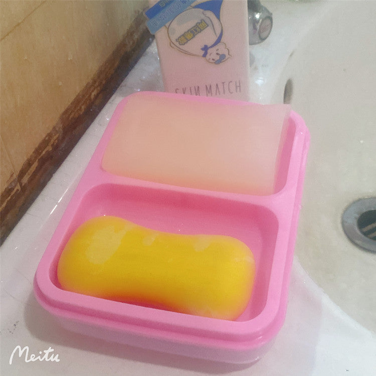 Soap Box Soap Box Household Double Grid with Cover Integrated Double Layer Drain Waterproof Bathroom Creative Soap Box Large