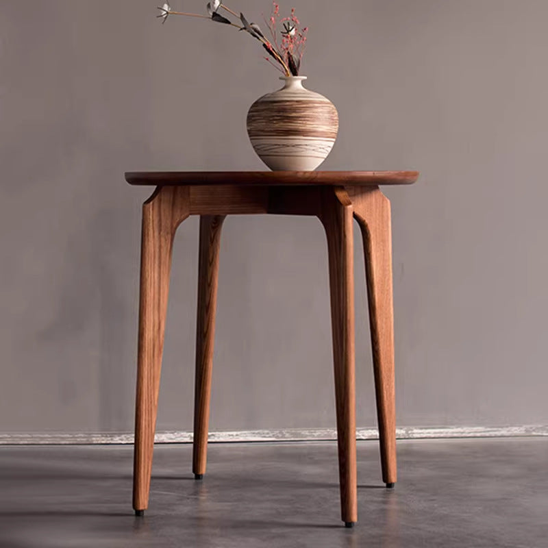 Scandinavian solid wood small coffee table ash wood round side table small apartment living room sofa side table balcony mini round table