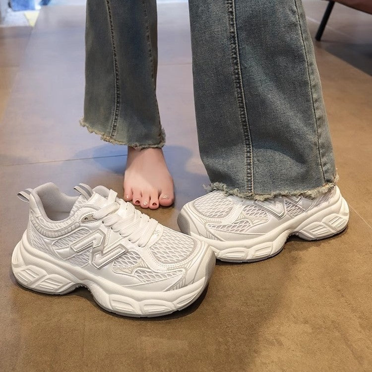 Thick solesilver dad shoes for women 2026new arrival spring and summer mesh easiest for matchcasualheight-increasingbest selling super popular sports shoes
