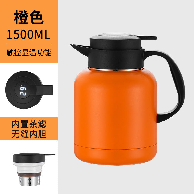 304 smart temperature display thermos stainless steel tea pot office tea pot with filter large capacity thermos flask