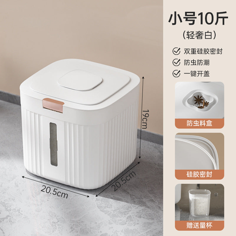 Household rice storage box Moisture-proof rice tank Sealed insect-proof surface Kitchen rice bucket Food grade flour storage tank