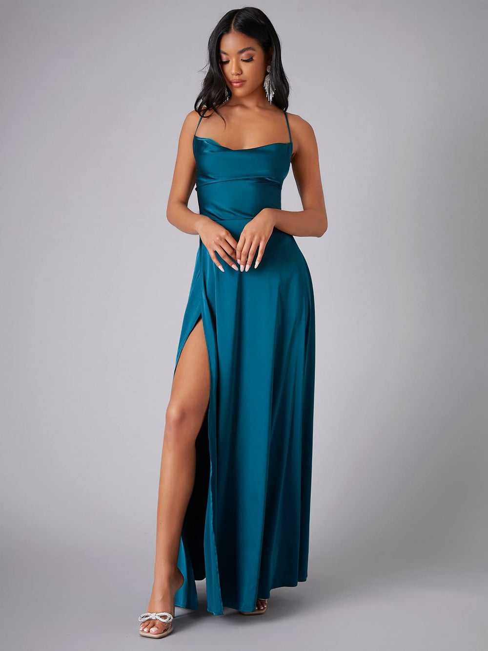 new european and american style women's sexy slimming backless  camisole waist-cinching evening dress maxi dress