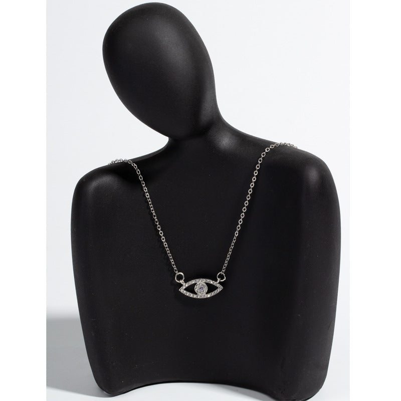 Diamond-encrusted devil's eye necklace wholesale european and american popular nicheaccessible luxury jewelry women's clavicle chain simple eye pendant
