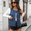 Fashion cross-border export foreign style women's fashionableworkwearsense of design denim vest vest vest waistcoatoutwear women
