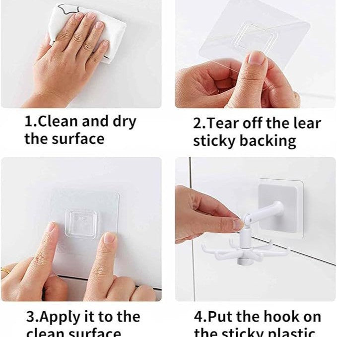 Six-claw rotatable hook, hexagonal sticky hook, strong wall-mounted spoon holder, multi-functional for home kitchen storage