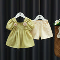 Girls' summer short-sleeve outfit:  new kids' stylish t-shirt and shorts fashionable two-piece trendy children's clothing set