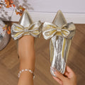 European and american summer new plus size bowknot pointed toe half slippers export flat bottom cross-border lazy closed-toe slippers for women