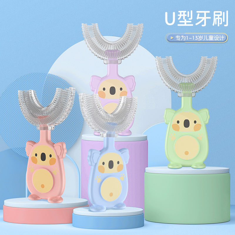 English card new manual children's U-shaped toothbrush silicone toothbrush baby mouth type oral cleaning manual U-shaped