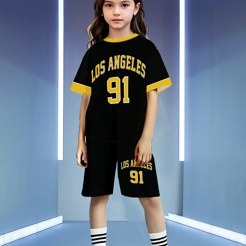wholesale girls' short-sleeve and shorts sets, fashionable spring, summer, and autumn outfits for girls