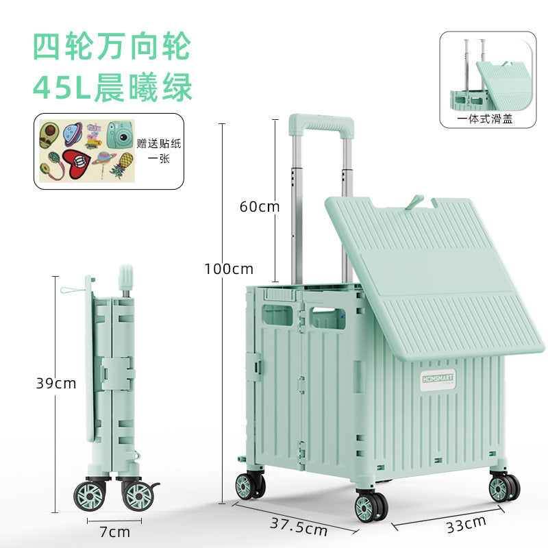 Folding trolley - lightweight rolling cart for shopping, snacks, storage, mobile camping, portable grocery shopping, and express delivery pickup