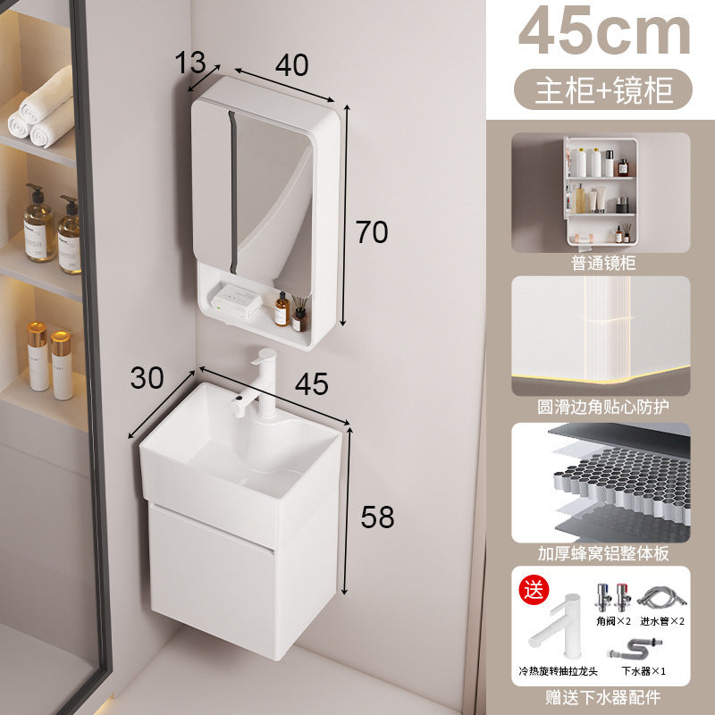 Small apartment circular arc bathroom cabinet deepened wash basin space honeycomb aluminum washbasin cabinet combined toilet washbasin