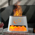 Natural salt stone flame aromatherapy diffuser - high mist output humidifier, bedroom desktop ambient light, essential oil mini automatic air freshener